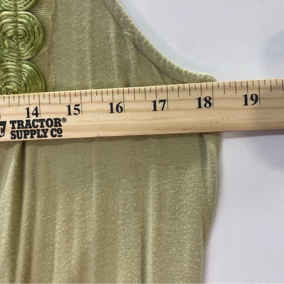 Simply Irresistible Feminine Boho T-shirt  XL Green Satin Cording Bodice Flowy - Picture 4 of 9